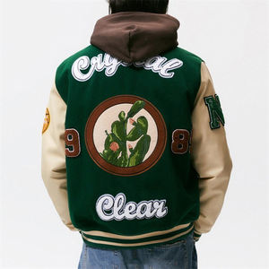 OEM personalizado Vintage Letterman Varsity chaqueta para hombres Chenille bordado manga de cuero con cuello alto - Product Image 3