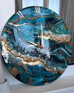 HOME ASSISTANT Resin Wall Clock Epoxy Resin Customized Size Modern Design <b>Battery</b> <b>Operated</b> Wedding Home Decor Handmade Luxury - Product Image 1