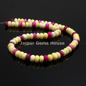 ลูกปัดโอปอลสีชมพูเข้มสีเหลืองสวยงามรูปทรงกลมขนาด7-9มม. สายอัญมณีโอปอลเกรด AAA สำหรับทำเครื่องประดับ - Product Image 2