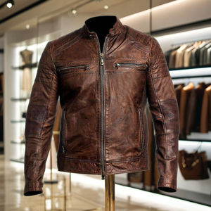 Veste de moto de tourisme en cuir véritable rouge pour hommes avec armure intérieure imperméable Vêtements de sport personnalisés pour adultes - Product Image 1