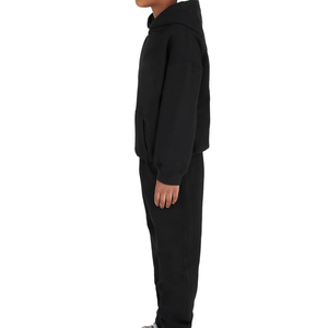 Survêtements personnalisés en coton 100% lourd pour enfants, coupe ample, épaules tombantes, style décontracté avec logo imprimé uni pour les 9 ans et plus - Product Image 3