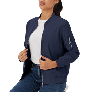 Vestes bomber pour femmes, styles décontractés, couleur unie, fermeture éclair robuste, vêtements de sport, veste bomber pour femmes d'extérieur - Product Image 3