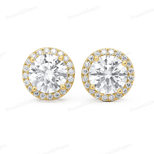 Boucle d'oreille personnalisée de qualité supérieure ronde taille brillant VVS Moissanite diamant plaqué or jaune Hip Hop au prix de gros - Product Image 6