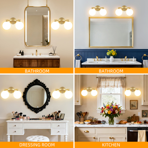 Modern Copper <b>Wall</b> Lamp <b>with</b> White Glass Shades E27 LED 3500K Warm <b>Light</b> for Bathroom <b>Wall</b> Mounted - Product Image 5