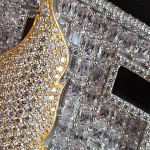 4,00 Ct corte redondo Real Moissanite hombres personalizado nombre encanto colgante 925 Plata - Product Image 2