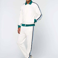Ensemble de survêtement unisexe de couleur blanche et verte uni de haute qualité Ensemble de jogging personnalisé Combinaisons de survêtement unisexes ajustées à fermeture éclair complète