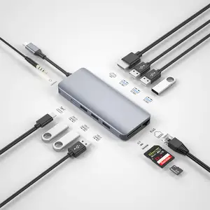 WiWU סיטונאי 12 ב 1 סוג C רכזת מחשב נייד מתאם כל ב 1 USB C מחברת מתאם עבור Macbook 100W פ"ד