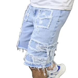 Custom High Quality <b>Men's</b> Wide Leg <b>Baggy</b> Denim Canvas <b>Shorts</b> Elastic Waist Solid Vintage Washed Breathable High Street Style - Product Image 1