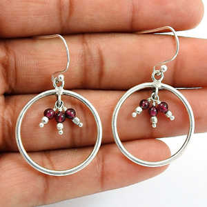 Exquisite And Luxurious 925 Solid Sterling Silver <b>Earrings</b> Comes With <b>Garnet</b> Gemstone High Quality Design Feel Bohemian Jewelry - Product Image 3