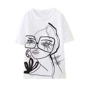 Camisetas de Algodón de Cuello Redondo para Mujer, Nueva Marca de Moda, Ligeras y Transpirables, Camisetas de Manga Corta para Mujer - Product Image 1