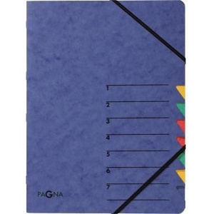 PAGNA Easy Din <b>A4</b> 225g/m Pressed Chipboard File <b>Folder</b> Blue Color with Multicolored 7 Compartments - Product Image 1