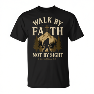 T-shirt cristiana Bigfoot 2 Corinthians 'Walk Faith Not Sight' - T-shirt cristiana promozionale 2 Corinthians 'Walk Faith Not Sight' - Product Image 2