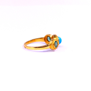 Wedding Wear 925 Sterling Silver Gold Plated Jewelry Turquoise Emerald Gemstone Women Wear <b>Ring</b> - Product Image 3