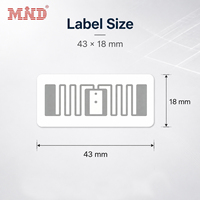 Etiqueta RFID Rectangular UHF de 43*18mm con Chip Mi4015 Monza R6P, Etiqueta RFID de Largo Alcance para Control de Acceso y Seguimiento de Activos