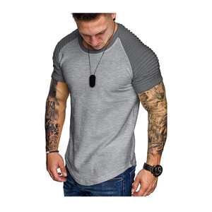 Men's Custom Printed Solid Breathable Gym Fitness for <b>Shirts</b> Wholesale Summer <b>Muscle</b> Slim <b>Fitted</b> Crewneck Short Sleeve Canvas - Product Image 1