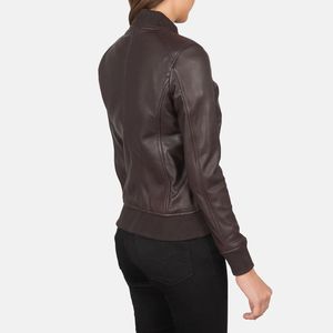 Blouson bombardier professionnel en cuir marron de haute qualité à col montant design hiver décontracté OEM Service de vente en gros disponible - Product Image 6