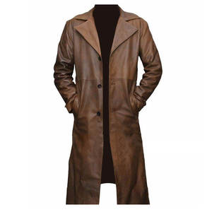 High Quality Men's <b>Leather</b> Long <b>Coat</b> Comfortable Size Latest Design Customizable Logo <b>Coat</b> Wholesale Jacket Blazer <b>Trench</b> - Product Image 2