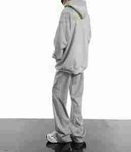 Custom High Quality Cotton <b>Tracksuits</b> French Terry Flared Sweatpants and Hoodie <b>Men</b> Set Streetwear Acid Wash Sweatsuit Set - Product Image 5