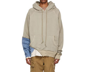 Venta al por mayor personalizado de los hombres 100% algodón 380gsm francés Terry sudaderas con capucha pulóver Waffle paneles mangas raglán Salvia liso teñido de invierno - Product Image 2