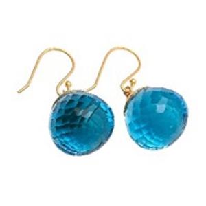 Boucles d'oreilles en forme de poire en argent Sterling 925 avec topaze bleue et Quartz - Product Image 1