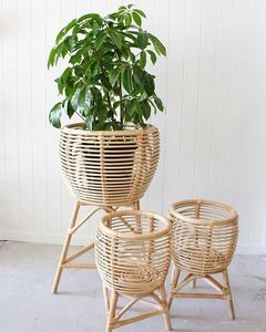 Panier de jardinière en rotin Design fabriqué à la main décoration intérieure et de balcon Pots de fleurs Mini conteneurs de plantes - Product Image 1