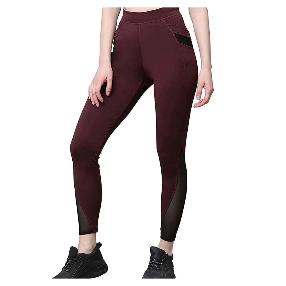 High Waist Elastic Fit Slim Jeggings Jeans Women Tight Maroon Color Leggings For Women