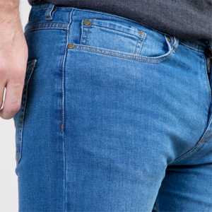 กางเกงยีนส์เดนิมสไตล์ลำลองสำหรับฤดูร้อน ผ้าคอตตอนผสม สวมใส่สบาย สีฟ้าโอเชียน ทรงขาเรียว ฟอกสีเข้ม แห้งเร็ว - Product Image 4