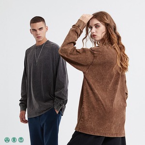 Alta calidad Color sólido logotipo personalizado Streetwear Vintage de gran tamaño hombro caído Unisex cuello redondo manga Regular 100% algodón - Product Image 1