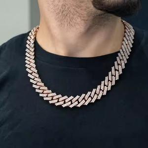 Passe Testeur VVS Moissanite Lab Diamant Argent 925 Cubain Collier Chaîne Or Hip Hop Glacé Bijoux avec Cuban Link Chain - Product Image 1