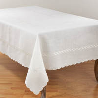 Nappe carrée personnalisée en coton et lin imprimé floral, tissée, anti-taches, avec pompons, style pastoral, décoration intérieure