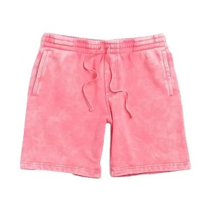 Pantalones cortos de gimnasio de felpa francesa lavado ácido para hombre, cómodos pantalones cortos de malla para deportes al aire libre informales con patrón sólido - Product Image 2