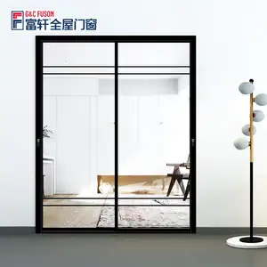 Fuson moda tasarım ön kapılar ev iç alüminyum çift cam sürgülü kapı sürgülü kapılar için