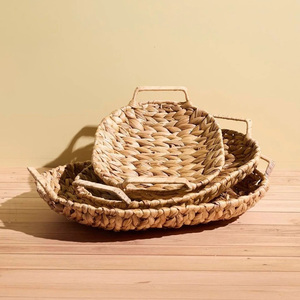 Braided weave snack fruit serving tray cheap price <b>water</b> hyacinth trays for home display <b>container</b> - Product Image 1