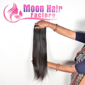 Nouvelles extensions de cheveux humains noirs de haute qualité, super double trame, lisses, cuticules alignées, tissages péruviens en vente - Product Image 6