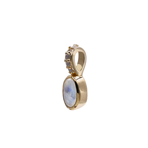 Pendentif Pierre de Lune Arc-en-Ciel avec Zircon Naturel Bijoux de Mode en Argent Sterling 925 Plaqué Or avec Diamant Pierre Principale Forme Ovale - Product Image 2