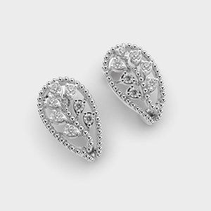 IGI Certified Lab Grown Diamond Oval Floral Cluster Stud Earrings Solid 925 Sterling Silver Vintage Beaded <b>Frame</b> Earrings - Product Image 3