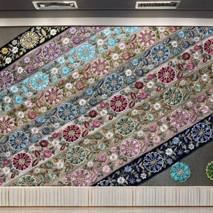 Wholesale Luxury Boho Ethnical 3D Flower Embroidery Trim Multi-Color Handmade Lace for Garments Turban Decorations Traditional - Product Image 1