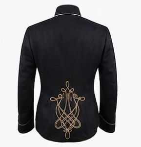 <b>Black</b> Steampunk Marching Band Double Breasted Real Fox Fur Windproof Breathable Wool <b>Men's</b> <b>Overcoat</b> Outerwear - Product Image 5