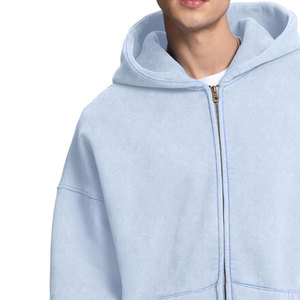 Concevez votre propre logo, sweat-shirt à capuche pour homme avec broderie, patchwork, fermeture éclair, lavage à l'acide, tissu en molleton français délavé au soleil, sweat-shirt pour homme - Product Image 5