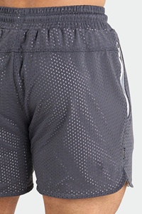 Short de fitness d'été en maille à motif solide pour hommes avec poche et vêtements de plage personnalisables Short de course teint en plaine - Product Image 4