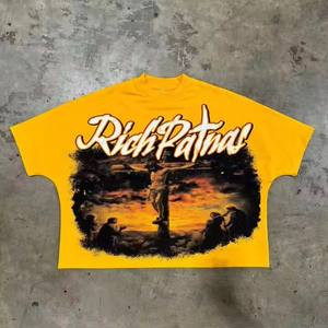 เสื้อยืดแขนสั้นทรงบ็อกซี่สำหรับผู้ชาย ทรงปกติ ผ้าฝ้าย 100% ความยาวปกติ ผ้าถัก ระบายอากาศ แห้งเร็ว ปักลาย апплика - Product Image 5