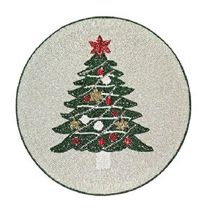 Arbre de noël Conception Brodé Verre Perles Napperons Direct Usine Vente De L'inde En Gros Prix Bas QUANTITÉ MINIMALE DE COMMANDE Meilleure Qualité - Product Image 1