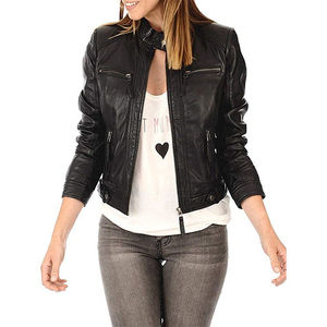 Chaqueta de Cuero para Mujer, Invierno, Negra, Motociclista, PU, Nueva Llegada, Personalizada, Exterior, Otoño, Estándar, Chaqueta de Cuero Genuino para Mujer - Product Image 4