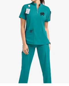 ชุดสครับพยาบาลผ้าคอตตอนยืดได้ชุดขัดผ้าใบเกรดโรงพยาบาลสำหรับผู้หญิงและผู้ชาย - Product Image 1