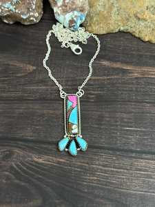 Collar de Plata de Ley Hecho a Mano con Turquesa Algodón de Azúcar, Joyería Nizhoni Auténtica, Certificado IGI, Chapado en Oro de 18K, Lujo - Product Image 4