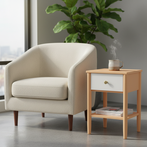 Modern Cocomilk Pastel <b>Coffee</b> <b>Table</b> with Durable Rubber Wood MDF Oak Veneer for <b>Dining</b> Room & Restaurant Home Decoration - Product Image 3