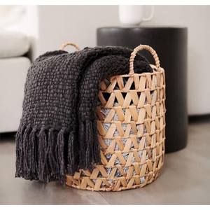 Modern Eco-Friendly Handwoven Natural Water Hyacinth <b>Storage</b> <b>Basket</b> with Handle Multifunctional Circle Design Home Organization - Product Image 2