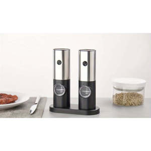 PANCERKA Juego de Molinillos de Pimienta Eléctricos con Luz LED, de Una Mano, con Encendido de un Botón y Grosor Ajustable, Juego de 2 Piezas - Product Image 1