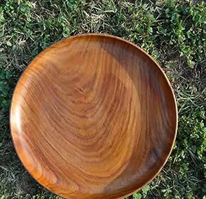 Plato redondo de madera para servir, plato de cena Vintage Natural de 10 pulgadas, decoración de boda de madera, fiesta de artesanía de media luna - Product Image 5