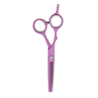 Kit de ciseaux de barbier personnalisés 6 pièces avec manche en acier rose, pour droitiers, en acier inoxydable, pour la coupe et l'éclaircissement des cheveux en salon